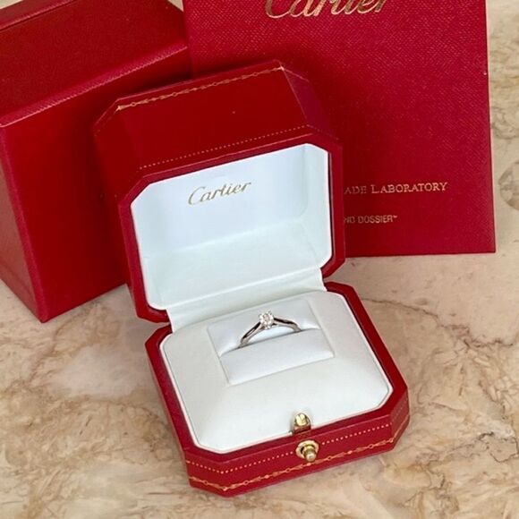 Cartier 1895 Solitaire Engagement Ring .25 Carat Platinum With Case & GIA Report - Picture 15 of 15